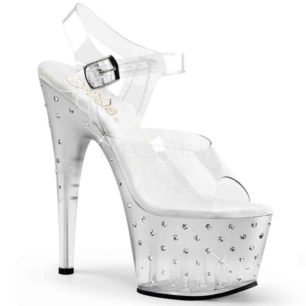 Pleaser - STARDUST708T Sandale à bride à la cheville, Pole dance chaussures - Chaussures de pole dance - Transparent Product image